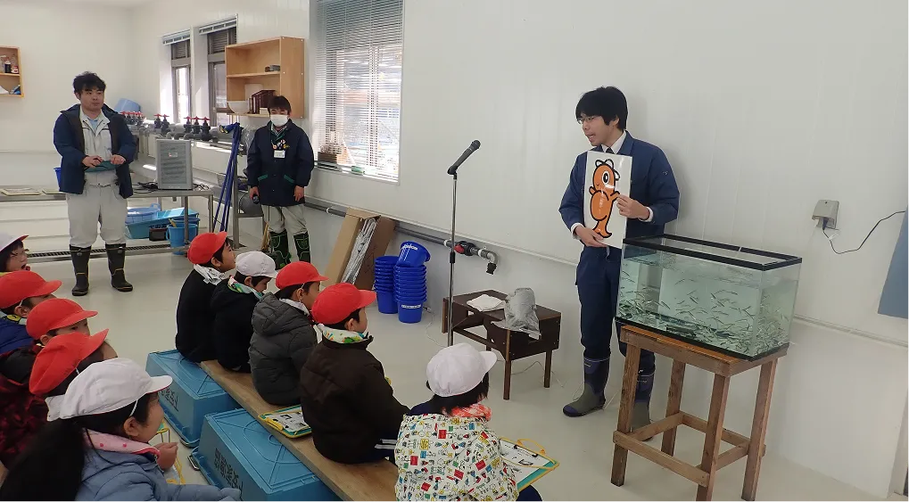 放流会での「のんちゃん」の紹介